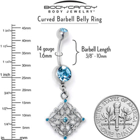 Blue Gem Filigree Rhombus Dangle Belly Ring