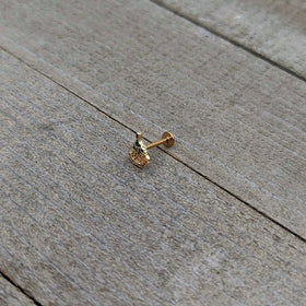 16G 5/16 Red Gem Gold Tone Deco Holiday Tree Labret Monroe Tragus