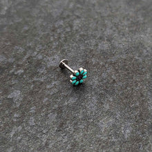 16G 5/16 Blue Gem Flower Teal Petals Labret Monroe Tragus