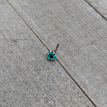 20G 7mm Blue Gem Flower Teal Petals L Shape Nose Ring