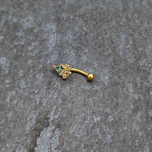 16G 5/16 Red Gem Gold Tone Deco Holiday Tree Curved Eyebrow Ring