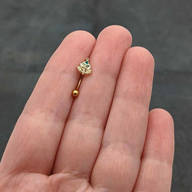 16G 5/16 Red Gem Gold Tone Deco Holiday Tree Curved Eyebrow Ring