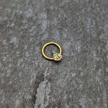 16G 3/8 Red Gem Gold Tone Deco Holiday Tree Hinged Segment Ring