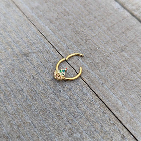 16G 3/8 Red Gem Gold Tone Deco Holiday Tree Hinged Segment Ring