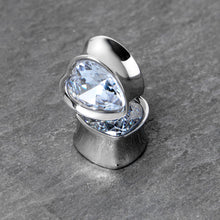 Stainless Steel CZ Gem Heart In Heart Double Flare Plug Set 8mm to 16mm