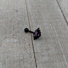 Black Bat Heart Halloween Pink Green Belly Ring