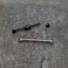 14G Black Bat Heart Halloween Clear Industrial Barbell 38mm Set of 2