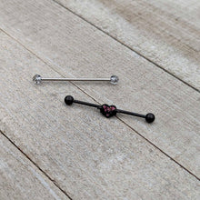 14G Black Bat Heart Halloween Clear Industrial Barbell 38mm Set of 2