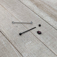 14G Black Bat Heart Halloween Clear Industrial Barbell 38mm Set of 2