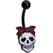 Black Halloween Skull Kerchief Spooky Belly Ring