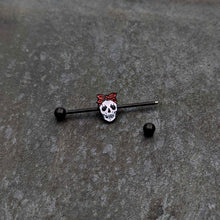 14G Black Halloween Skull Kerchief Industrial Barbell 38mm