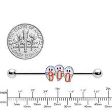 14G Retro Halloween Boo Ghost Trio Industrial Barbell 38mm