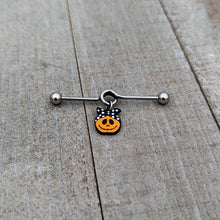 14G Halloween Kerchief Pumpkin Dangle Project Bar 38mm