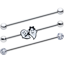 14G Black Tie Ghosts Glow in Dark Industrial Barbell 38mm Set of 3
