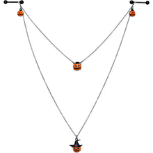 14G 9/16 Black Witchy Pumpkin Halloween Double Nipple Chain