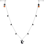 14G 9/16 Pumpkin Black Cat Moon Bats Dangle Halloween Nipple Chain