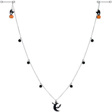 14G 9/16 Pumpkin Black Cat Moon Bats Dangle Halloween Nipple Chain