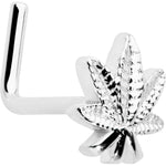 20G 1/4 Texture Pot Leaf L Shape Nose Ring