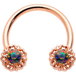16G 3/8 Purple Tourmaline Rose Gold Tone Flower Circular Barbell