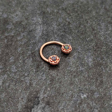 16G 3/8 Purple Tourmaline Rose Gold Tone Flower Circular Barbell