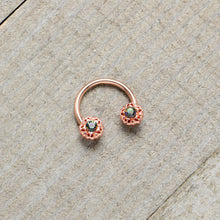 16G 3/8 Purple Tourmaline Rose Gold Tone Flower Circular Barbell