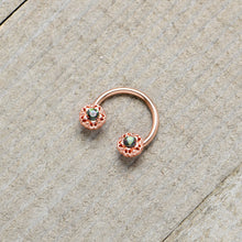 16G 3/8 Purple Tourmaline Rose Gold Tone Flower Circular Barbell