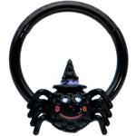 16G 3/8 Black Halloween Smiling Spider Witch Hinged Segment Ring