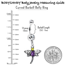 Clear Yellow Purple Gem Dragonfly Dangle Belly Ring