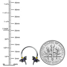 16G 3/8 Purple Yellow Gem Dragonfly Horseshoe Circular Barbell