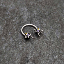 16G 3/8 Purple Yellow Gem Dragonfly Horseshoe Circular Barbell