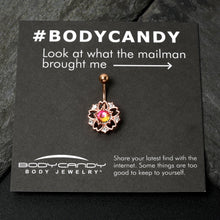 Dark Aurora Gem Rose Gold Tone Filigree Flower Belly Ring
