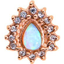 White Synthetic Opal Rose Gold Tone Drop Barbell Tongue Ring