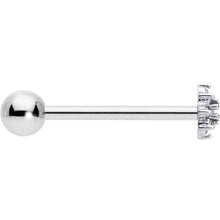 Pink Clear Gem Stylish Snowflake Barbell Tongue Ring