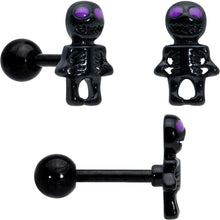 16G 1/4 Clear Gem Black Scorpion Pumpkin Cartilage Earring Set of 3
