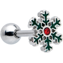 16G 1/4 Red Gem Mitten Snowflake Cartilage Tragus Earring Curation Set of 3