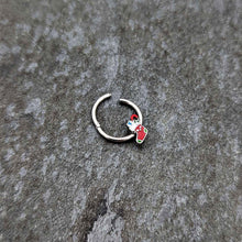 16G 3/8 Happy Christmas Stocking Red Green Hinged Segment Ring