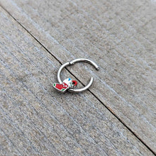 16G 3/8 Happy Christmas Stocking Red Green Hinged Segment Ring