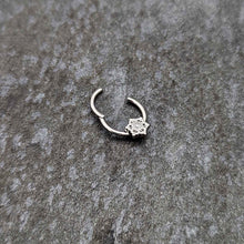 16G 3/8 Clear Gem Filigree Winter Snowflake Hinged Segment Ring