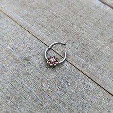 16G 3/8 Aurora Gem Poinsettia Flower Festive Hinged Segment Ring