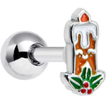 16G 1/4 Sweet Holiday Christmas Candle Cartilage Tragus Earring