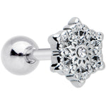 16G 1/4 Clear Gem Filigree Epic Snowflake Cartilage Tragus Earring