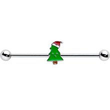 14G Happy Christmas Tree Hat Holiday Industrial Barbell 38mm