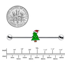 14G Happy Christmas Tree Hat Holiday Industrial Barbell 38mm