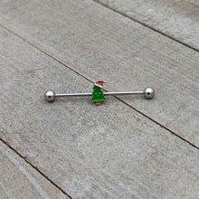 14G Happy Christmas Tree Hat Holiday Industrial Barbell 38mm