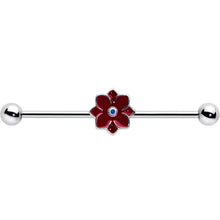 14G Aurora Gem Poinsettia Flower Festive Industrial Barbell 38mm