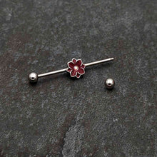 14G Aurora Gem Poinsettia Flower Festive Industrial Barbell 38mm