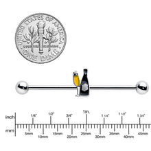14G Champagne Bottle Flute Yellow Industrial Barbell 38mm