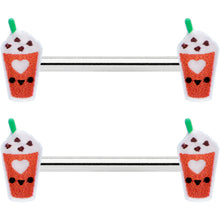 14G 9/16 Sweet Pumpkin Frappe Autumn Barbell Nipple Ring Set