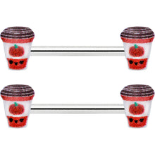 14G 9/16 Sweet Pumpkin Latte Autumn Barbell Nipple Ring Set