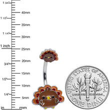 Cute Colorful Turkey Thanksgiving Double Mount Belly Ring